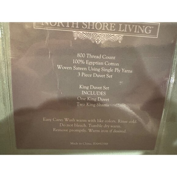 NorthShore Living 100% Cotton Duvet Deep King Size Set 13 Sage Green NEW - Picture 3 of 6